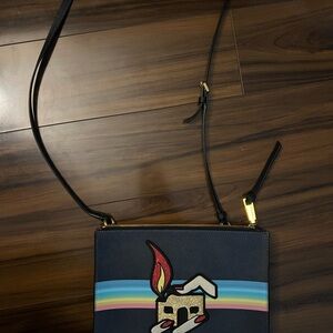 Marc Jacobs Black Crossbody Bag with Colorful Flame Design